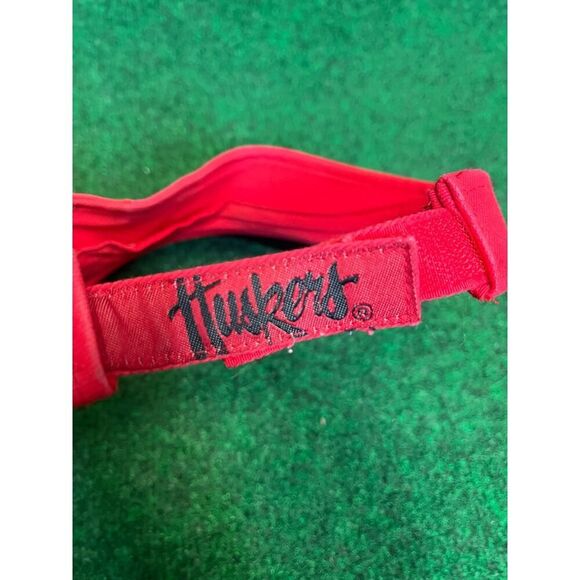 90s University of Nebraska Red & Black Adjustable Visor Hat Unisex Golf - Picture 2 of 4